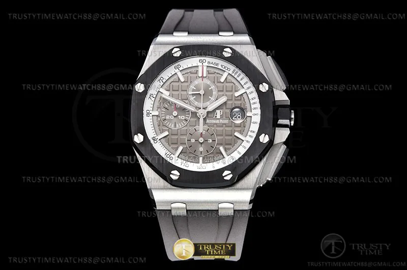 AP0766C - AP ROO Chronograph SS/RU Grey/Stk APF A3126 Mod