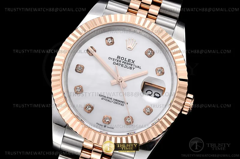 R2DJ0440B - DJ2 41mm Jub Flt 904L RG/SS Wht-M/Dia GMF V2 VR3235