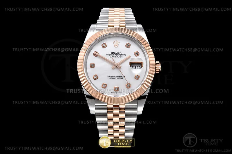 R2DJ0440B - DJ2 41mm Jub Flt 904L RG/SS Wht-M/Dia GMF V2 VR3235