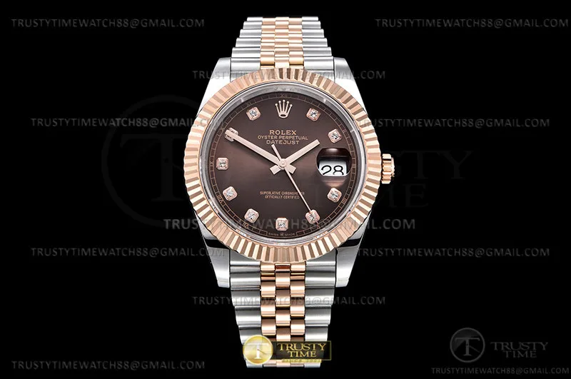 R2DJ0440H - DJ2 41mm Jub Flt 904L RG/SS Brn/Dia GMF V2 VR3235