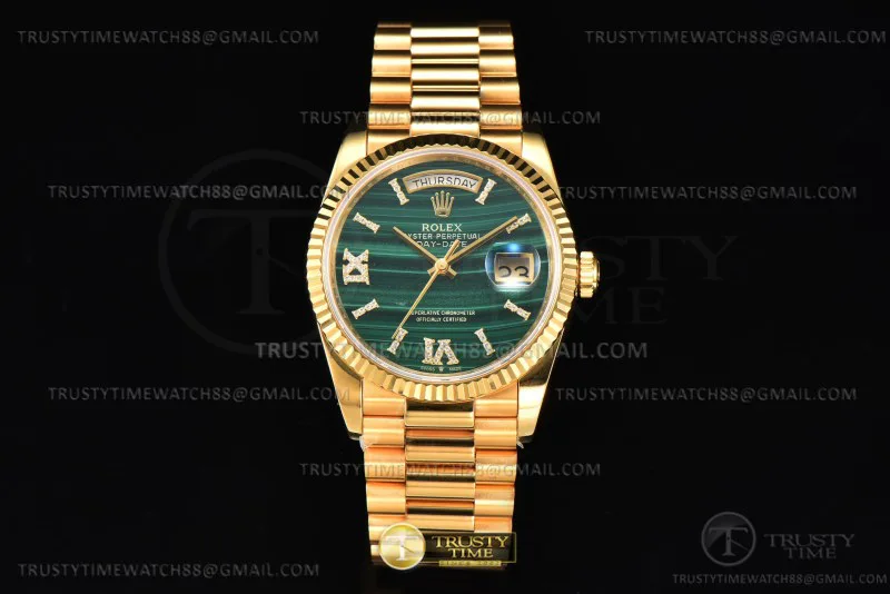 RDD0273B - DayDate 36mm Pre Flt YG/YG Grn-M/Dia CSF A2836