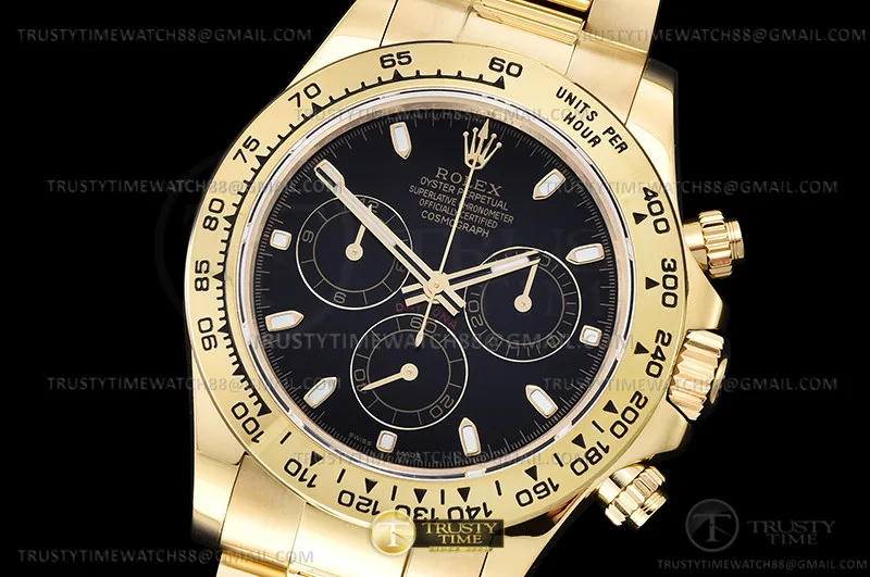 ROLDYT0393E - Daytona 116508 904L YG/YG Blk/Stk QF V2 Asia 4130