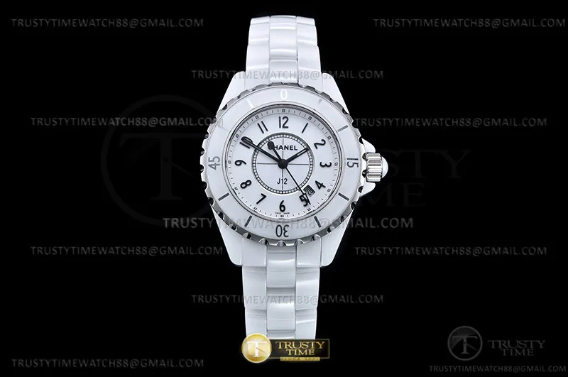 CHA021C - J-12 Donna 33mm CER/CER Wht/Num XF Sw Qtz
