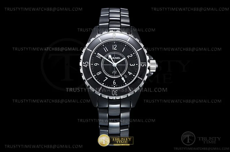 CHA022 - J-12 Ladies 33mm CER/CER Blk/Num XF Sw Qtz