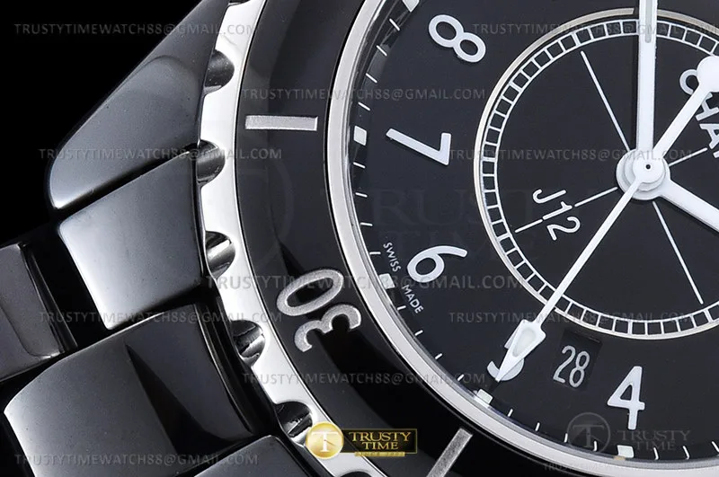 CHA022 - J-12 Ladies 33mm CER/CER Blk/Num XF Sw Qtz