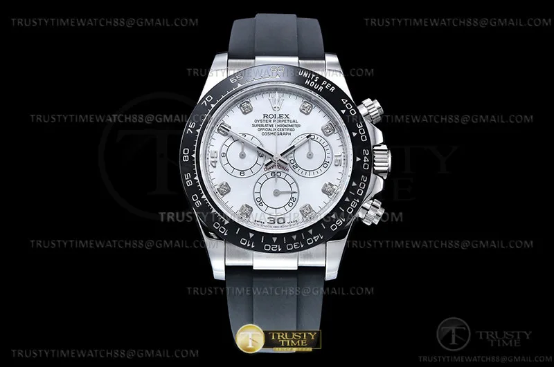 ROLDYT0402 - Daytona 116519 904L SS/RU Wht-M/Dia QF Asia 4130