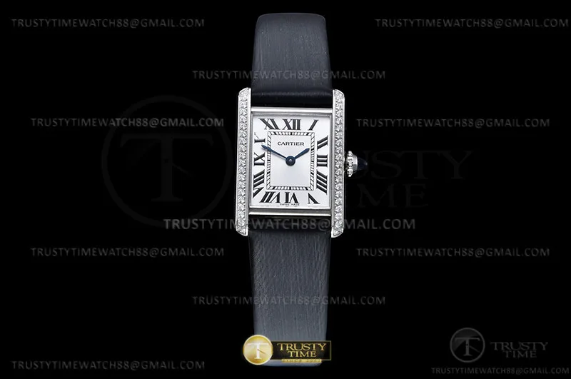 CAR0559A - Cartier Tank Must Small Dia SS/LE Wht F1F Sw Qtz
