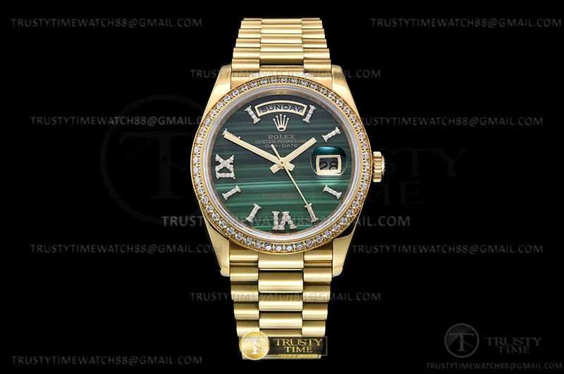 RDD0278A - DayDate 36mm Pre Dia YG/YG Grn-M/Dia RAF A2836