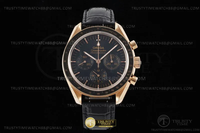 OMG0809 - SpeedMaster MoonWatch RG/LE Black RMF Lemania HW