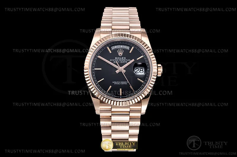 RDD0279C - DayDate 36mm Pre RG/RG Black/Stk GMF A2836