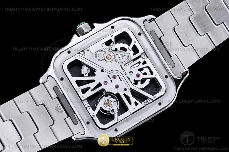 CAR0561B - Santos Cartier Skeleton 40mm Blu SS/SS Ske TWF Sw Qtz