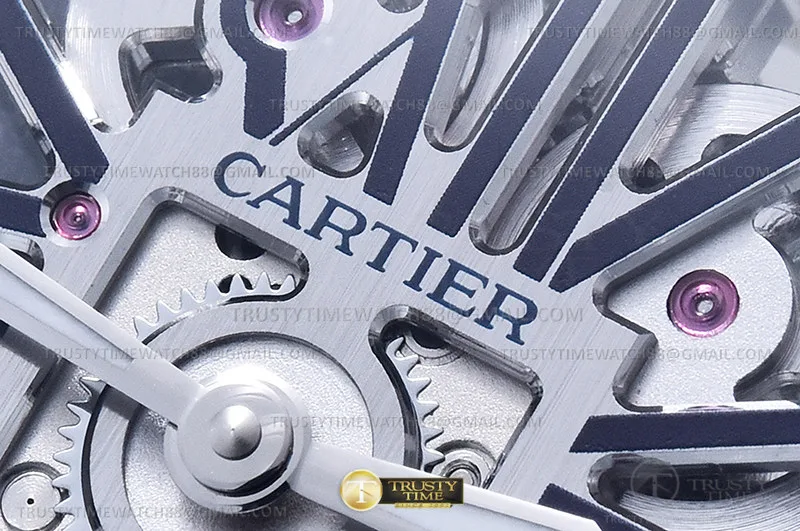 CAR0561B - Santos Cartier Skeleton 40mm Blu SS/SS Ske TWF Sw Qtz