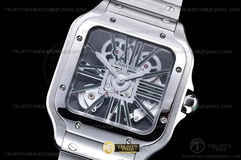 CAR0561C - Santos Cartier Skeleton 40mm SS/SS Ske TWF Sw Qtz
