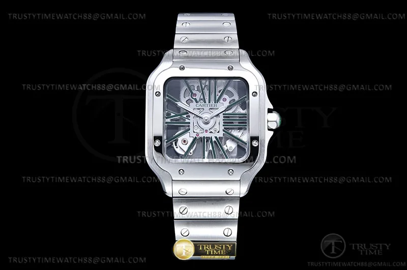 CAR0561C - Santos Cartier Skeleton 40mm SS/SS Ske TWF Sw Qtz