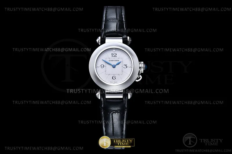 CAR0562B - Pasha Dame Blk SS/LE White/Num AF Qtz