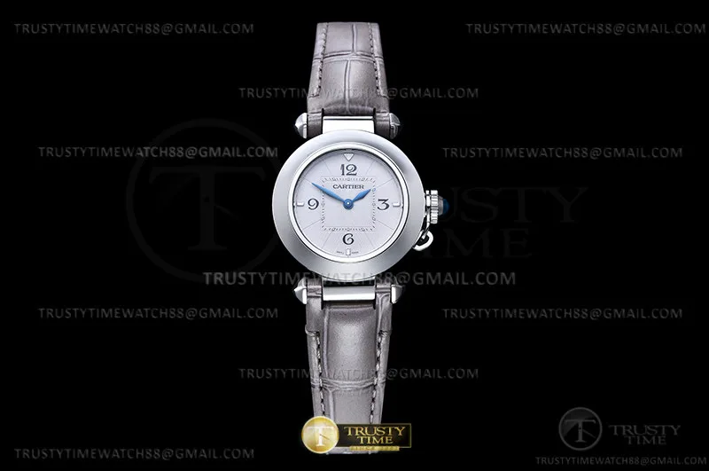 CAR0562C - Pasha Ladies Grey SS/LE White/Num AF Qtz