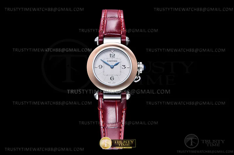 CAR0563B - Pasha Ladies Red RG/SS/LE White/Num AF Qtz