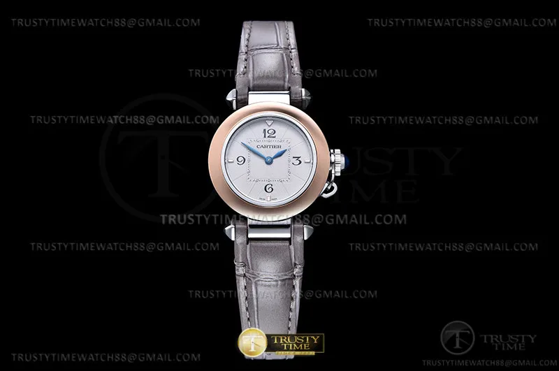 CAR0563C - Pasha Ladies Grey RG/SS/LE White/Num AF Qtz