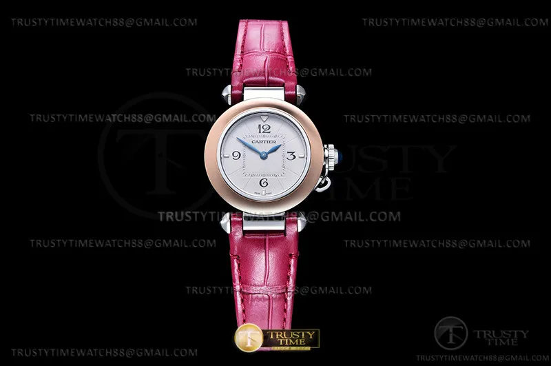 CAR0563D - Pasha Ladies Pink RG/SS/LE White/Num AF Qtz