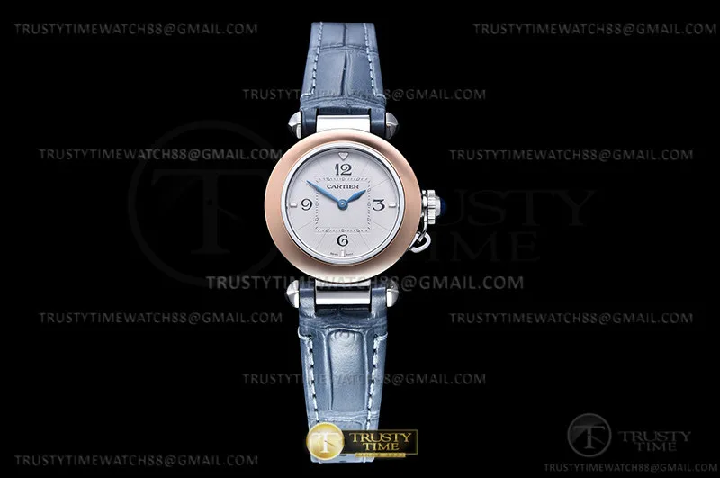 CAR0563E - Pasha Ladies Blue RG/SS/LE White/Num AF Qtz