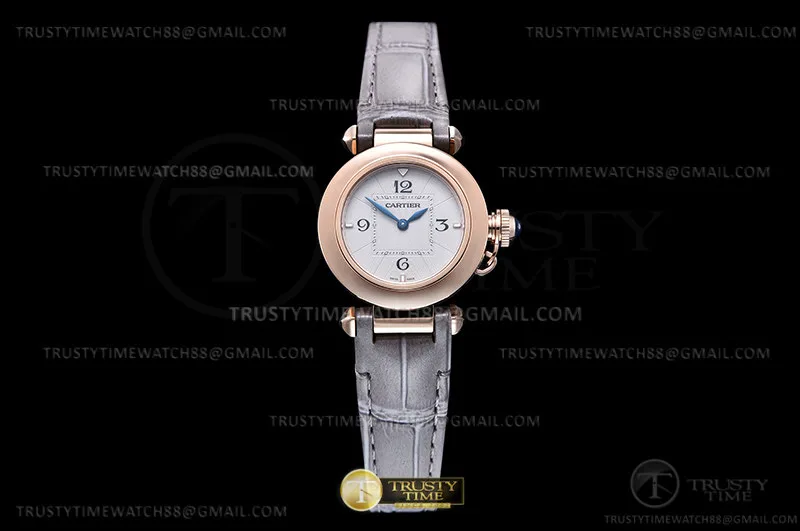 CAR0564C - Pasha Ladies Grey RG/LE White/Num AF Qtz