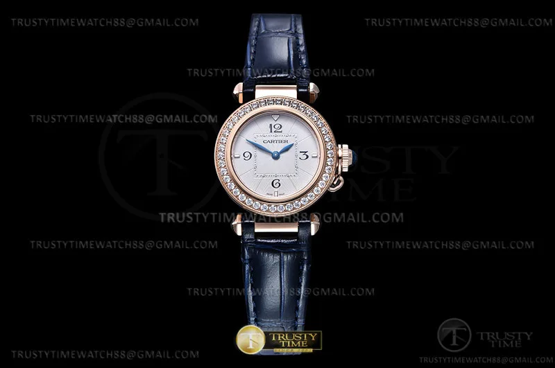 CAR0565A - Pasha Ladies Dia Blue RG/LE White/Num AF Qtz