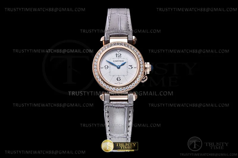 CAR0565C - Pasha Ladies Dia Grey RG/LE White/Num AF Qtz