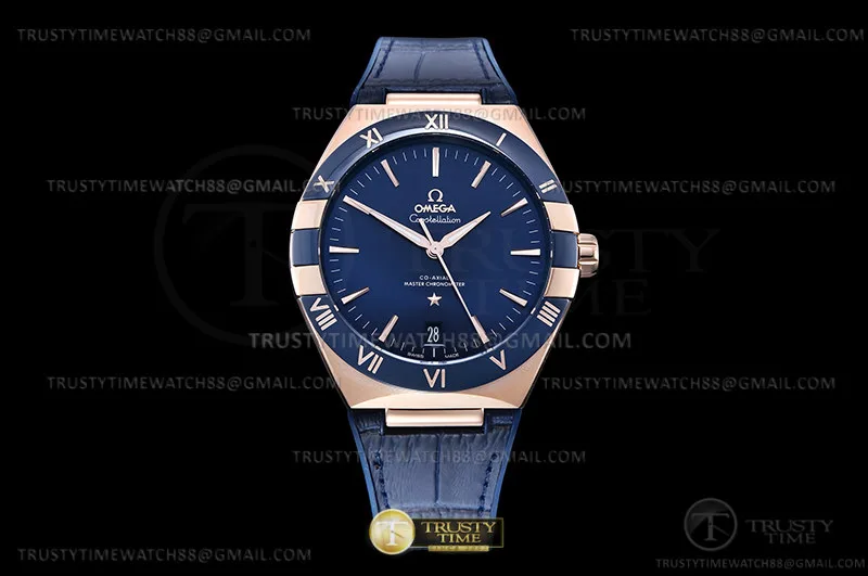 OMG0810A - Constellation Co-Axial 41mm RG/LE Blue VSF A8900