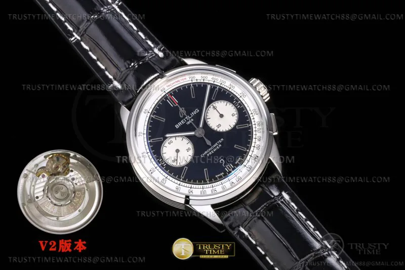 BSW0510C - Premier B01 Chrono 42 SS/LE Blk/Wht/Stk BLS A7750