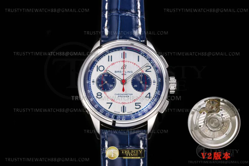 BSW0510E - Premier B01 Chrono 42 SS/LE Grey/Blue/Stk BLS A7750