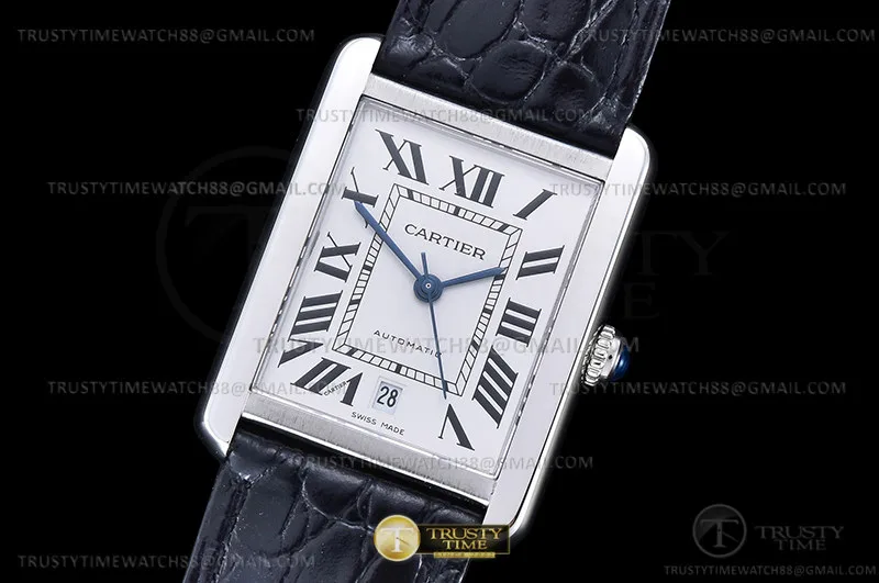 CAR0569B - Cartier Tank Solo Blk-C SS/LE White TWF Miyota 9015