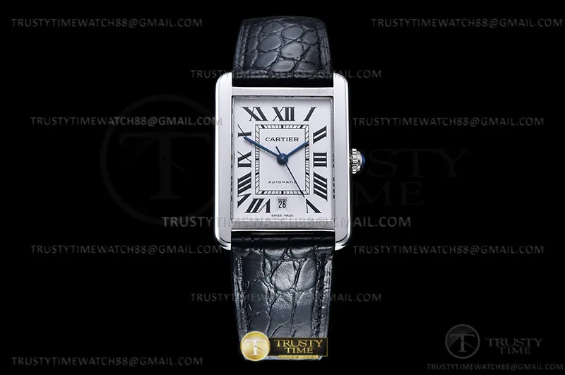 CAR0569B - Cartier Tank Solo Blk-C SS/LE White TWF Miyota 9015