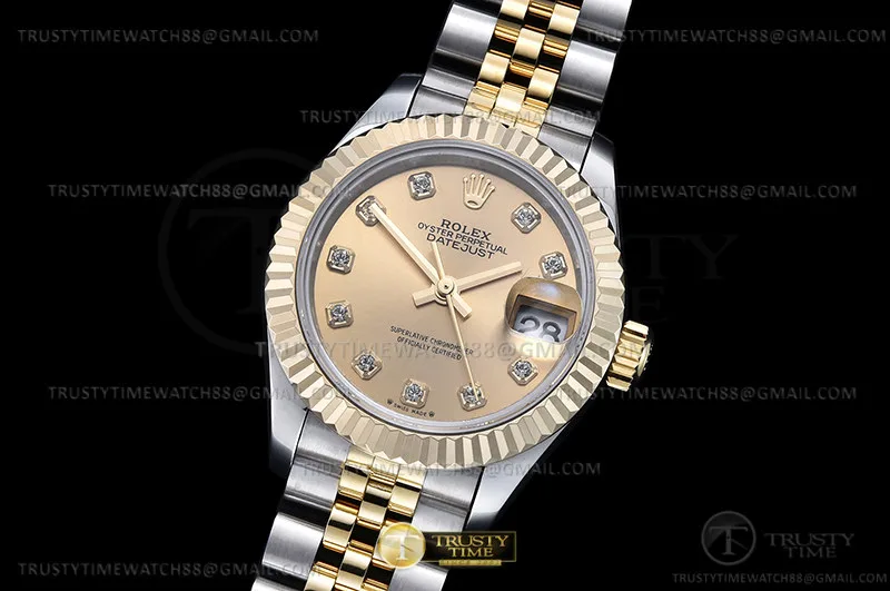 RDJ0434E - DJ Ladies 28mm Jub Flt 904L YG/SS Gold/Dia GMF A2671