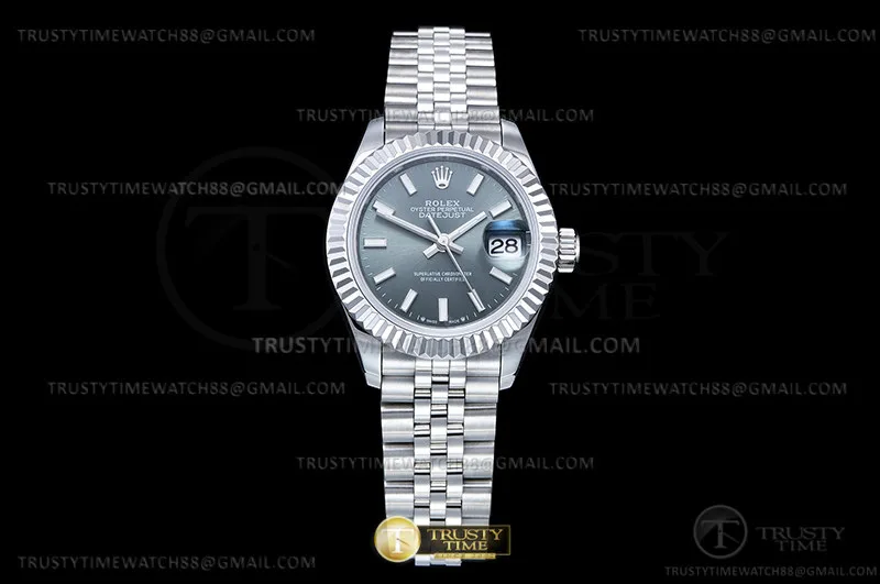 RDJ0435B - DJ Damen 28mm Jub Flt 904L SS/SS Grün/Stk GMF A2671