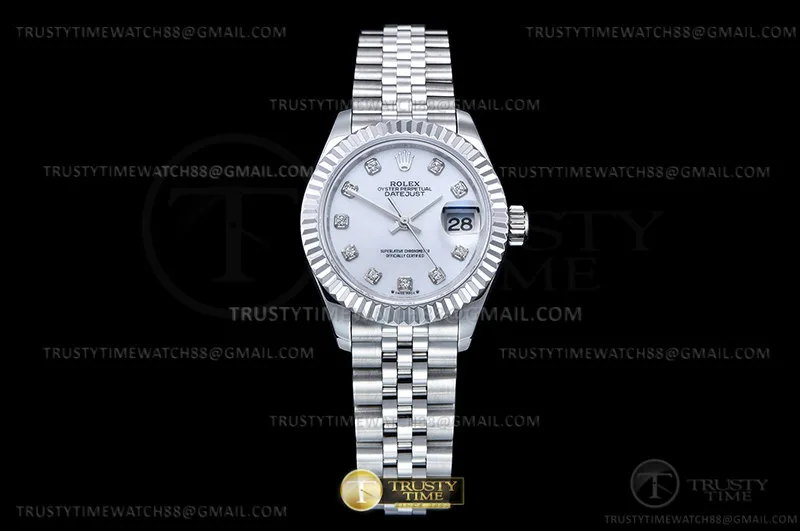 RDJ0435H - DJ Ladies 28mm Jub Flt 904L SS/SS M-Wht/Dia GMF A2671