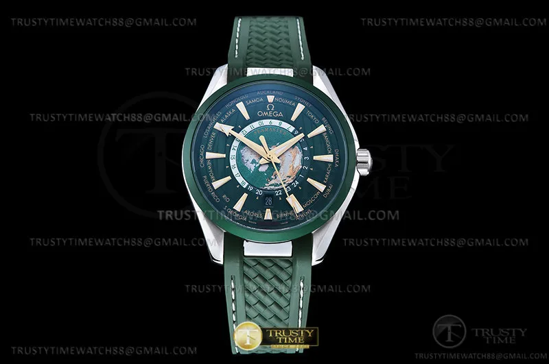 OMG0836C - Aqua Terra Worldtimer Grn SS/RU Grn A8F A2813