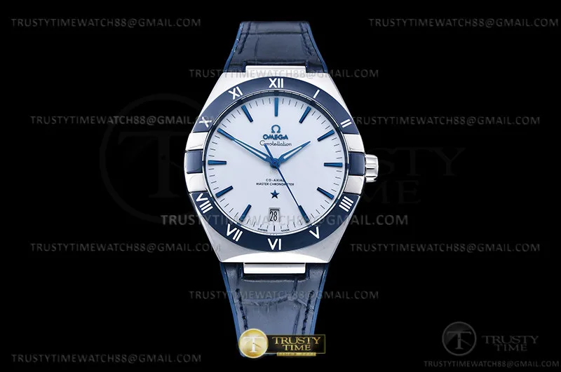 OMG0837 - Constellation Co-Axial 41mm Blue SS/LE White VSF A8900