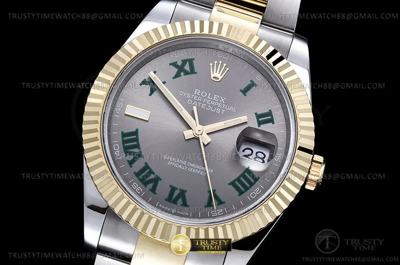 R2DJ0458F - DJ2 41mm Oys Flt 904L Wim YG/SS Gry/Rm GMF V2 VR3235