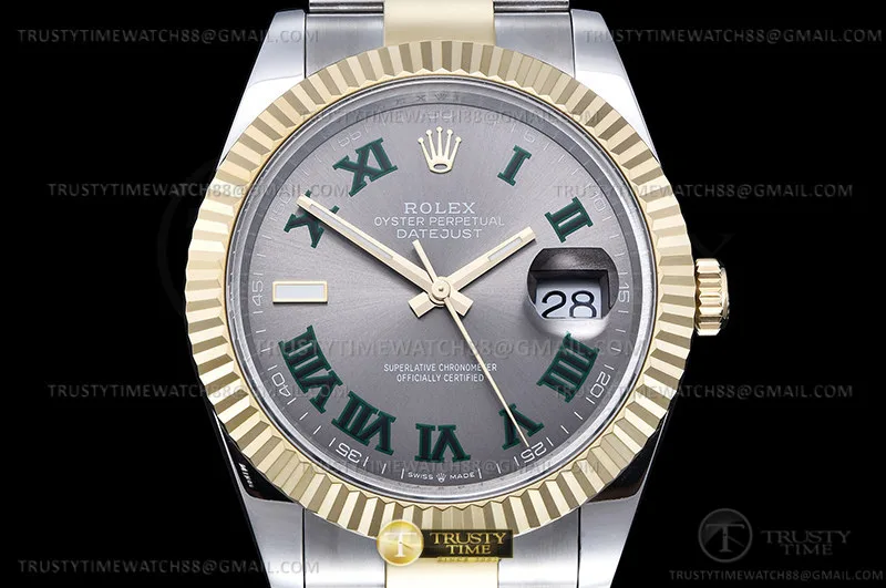 R2DJ0458F - DJ2 41mm Oys Flt 904L Wim YG/SS Gry/Rm GMF V2 VR3235
