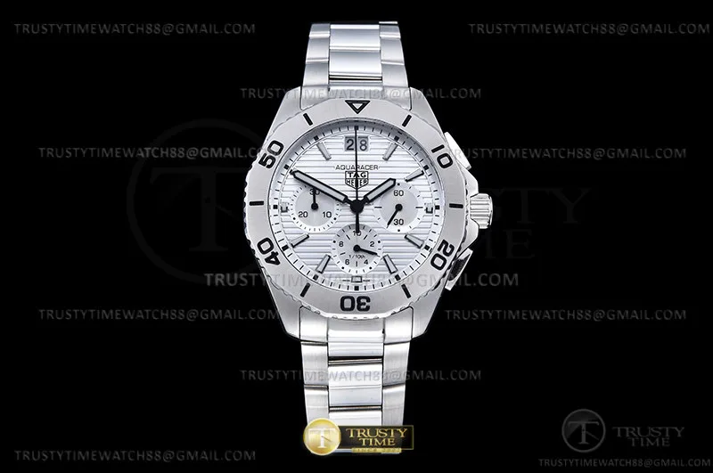 TAG0386A - Aquaracer Chronograph SS/SS White A8F VK73A Qtz