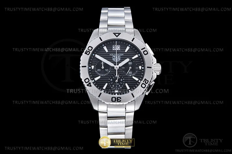 TAG0386B - Aquaracer Chronograph SS/SS Black A8F VK73A Qtz