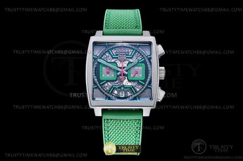 TAG0387B - Tag Monaco Chronograph Green TI/RU Grn/Blk A8F VK63A