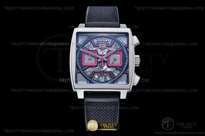 TAG0387E - Tag Monaco Chronograph Schwarz TI/RU Blk/Rot A8F VK63A