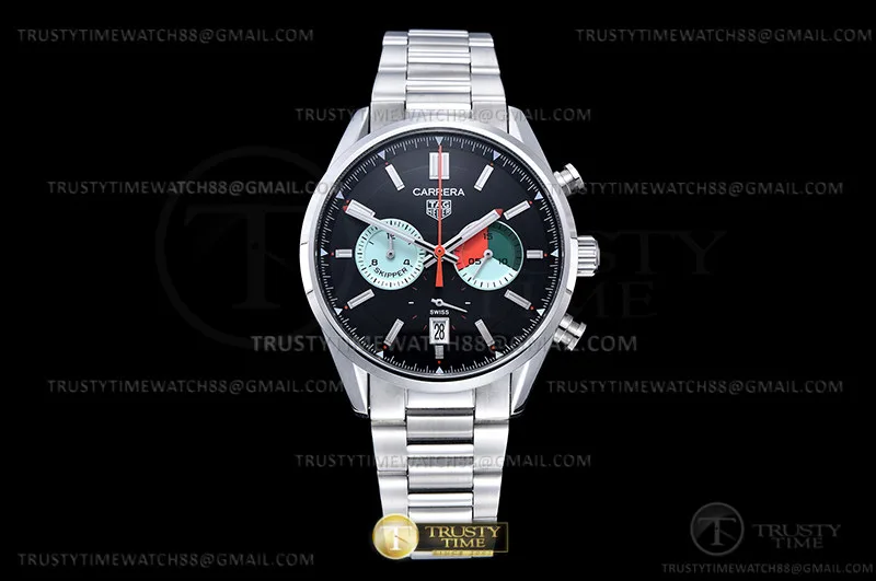 TAG0388D - Carrera Chrono 42mm SS/SS Blk/Col A8F VK63A