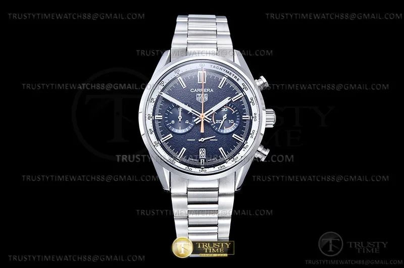 TAG0388K - Carrera Chrono 42mm Wht SS/SS Blue/Blue A8F VK63A