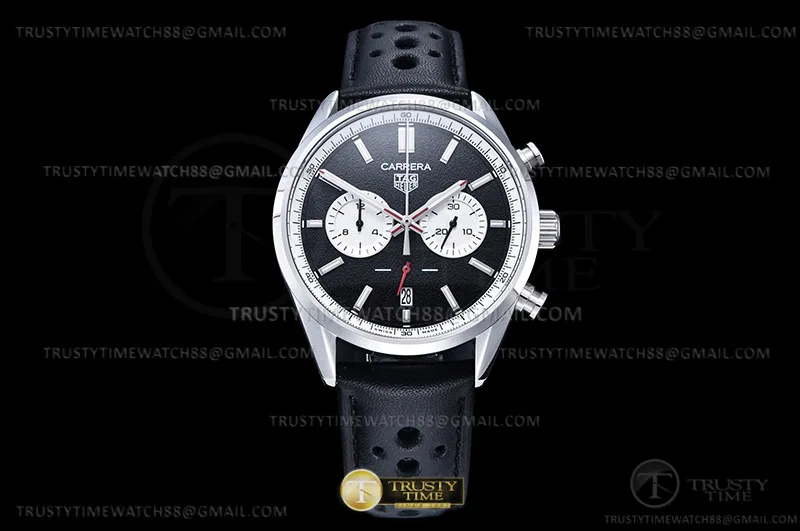 TAG0389A - Carrera Chrono 42mm Wht SS/LE Blk/Wht A8F VK63A