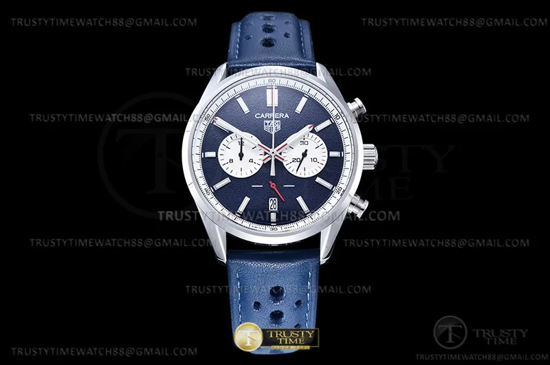 TAG0390A - Carrera Chrono 42mm Wht SS/LE Blau/Wht A8F VK63A