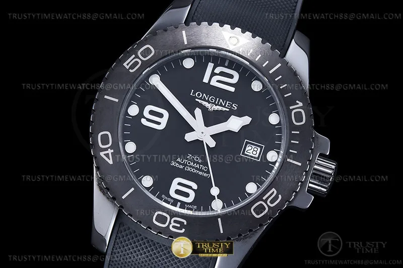 LON049 - HydroConquest Mens 43mm CER/RU Black HKF Asia 2824