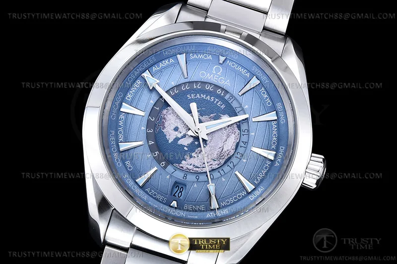 OMG0853B - Aqua Terra GMT Worldtimer 43mm SS/SS S-Blue VSF A8938