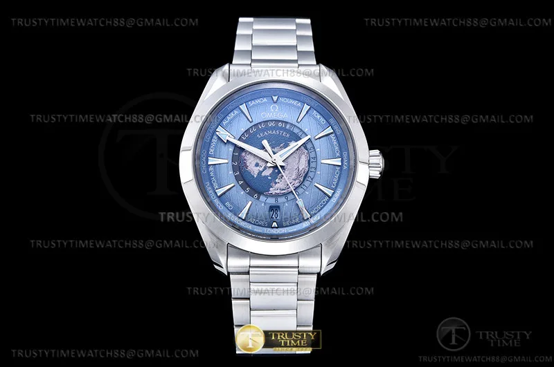 OMG0853B - Aqua Terra GMT Worldtimer 43mm SS/SS S-Blue VSF A8938